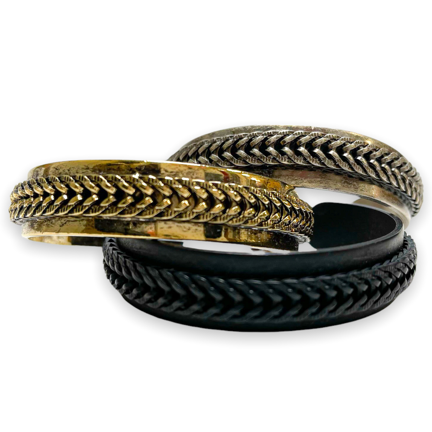 B5901 Zipper Cuff Bracelet Black