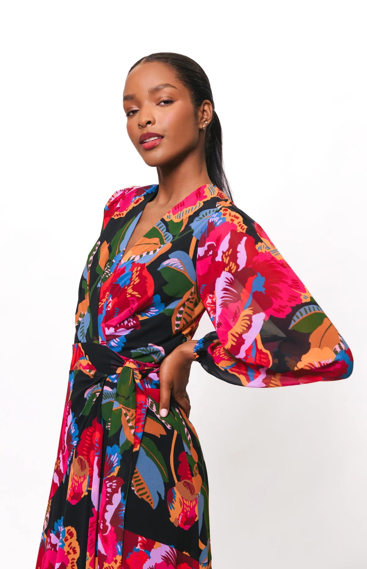 HUT 10861-Bridge-349C Black Dark Rainbow Floral