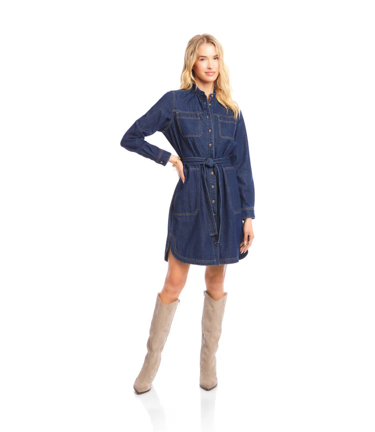Belted Denim Shirtdress