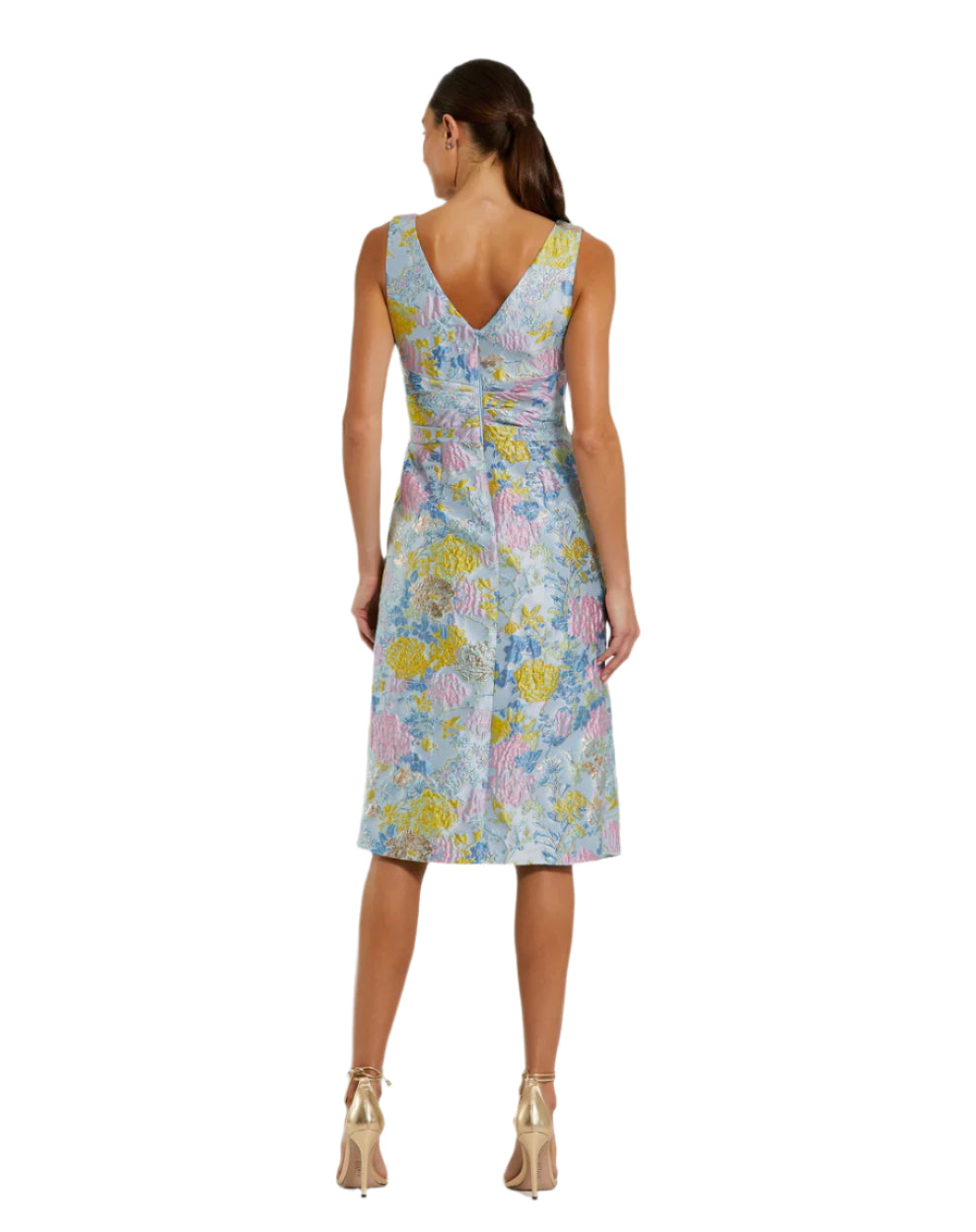 Floral Brocade Dress - Blue