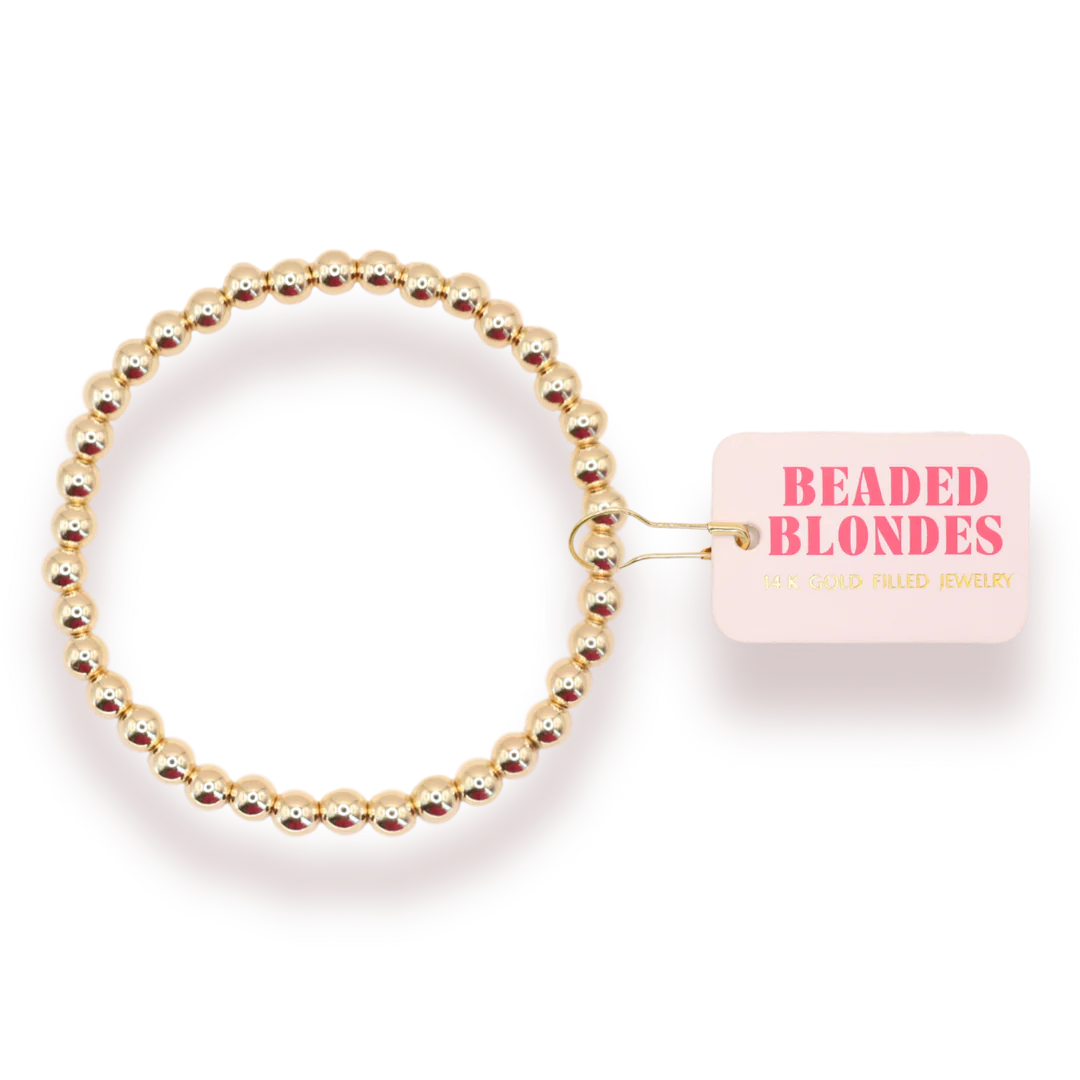 5MM Beaded Bracelet - Gold