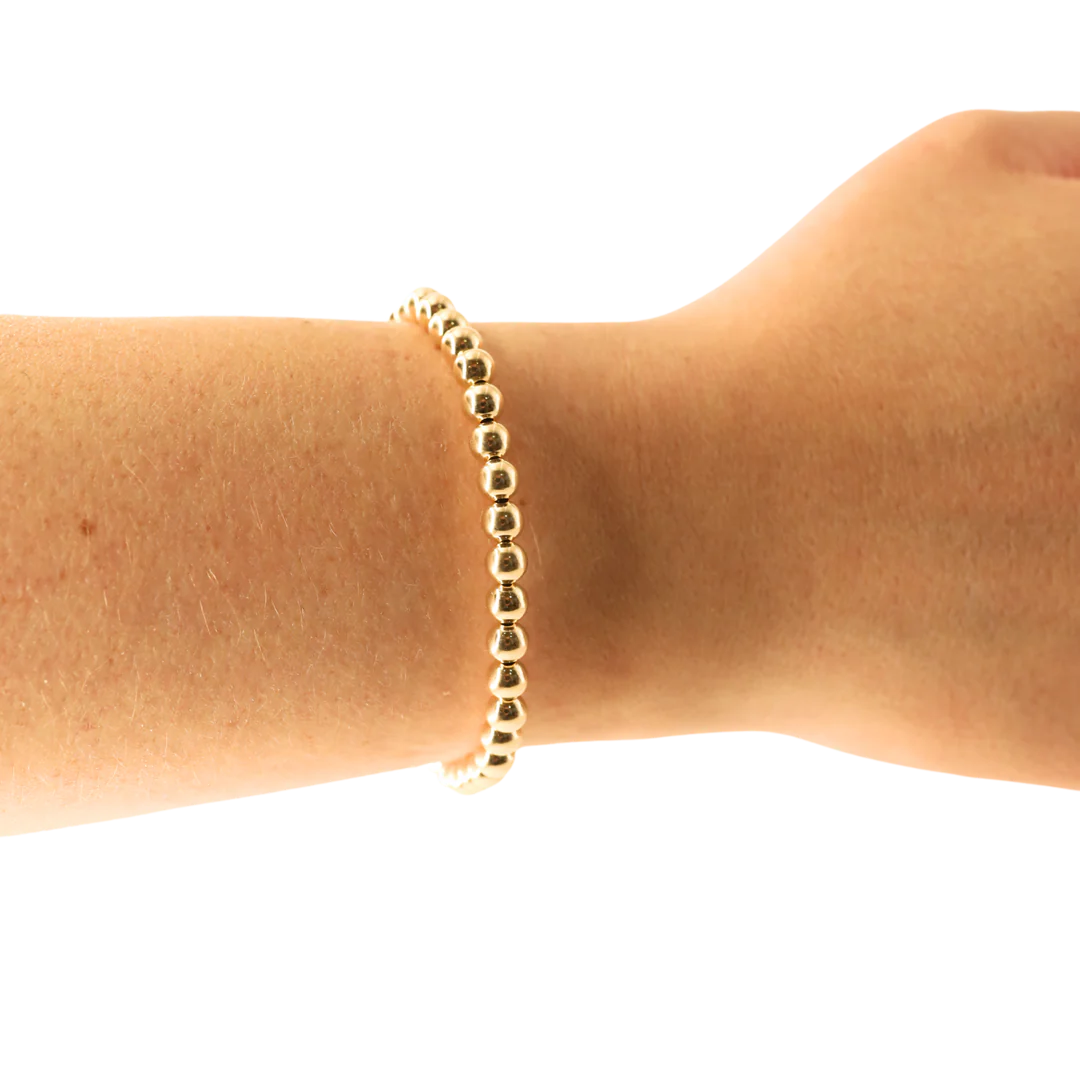 5MM Beaded Bracelet - Gold