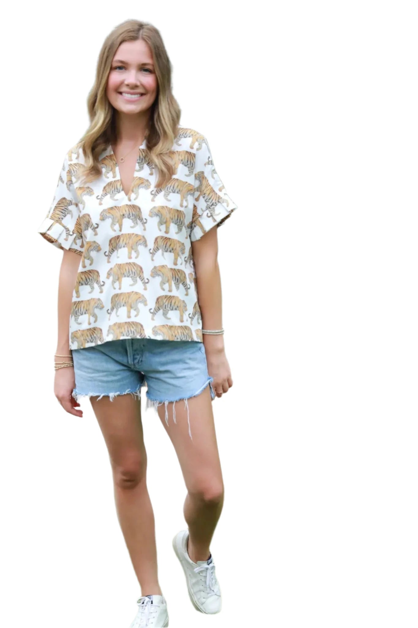 BW Pleated Kimono Top Tigers