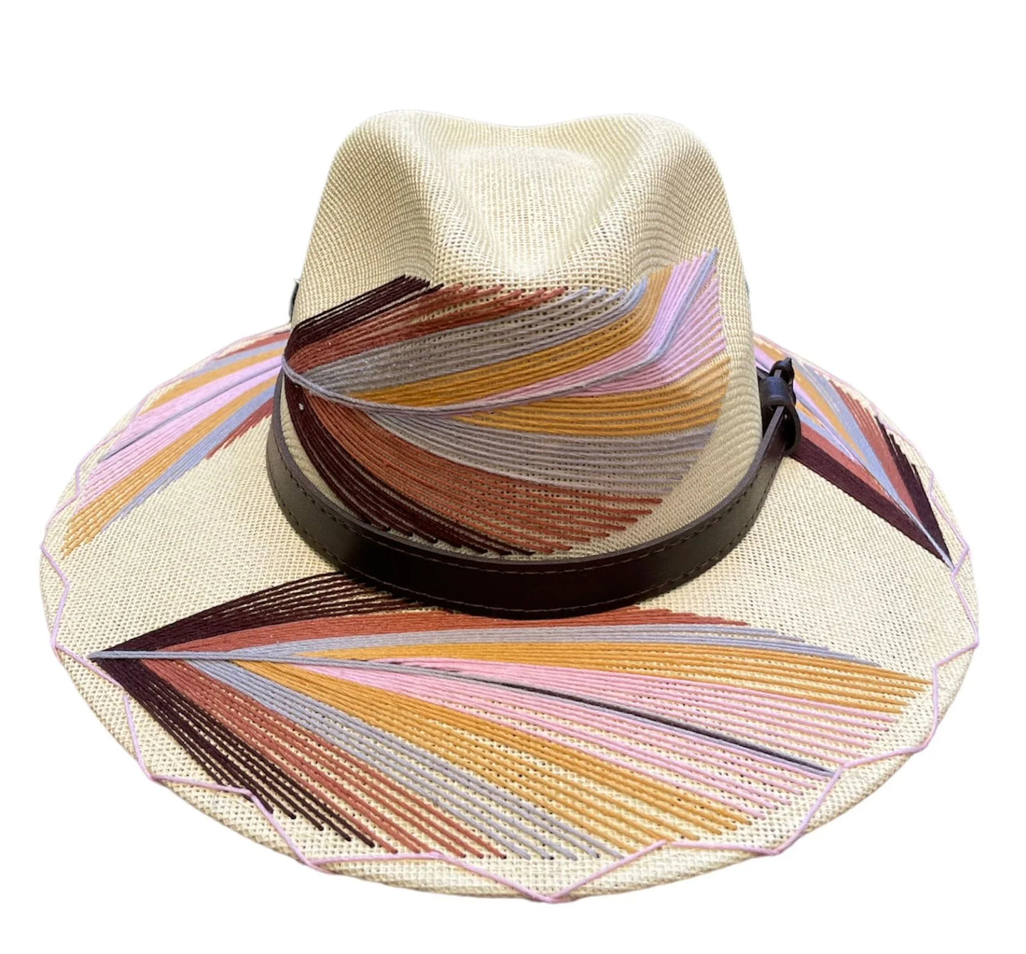 Pluma Embroidered Hat - Pink