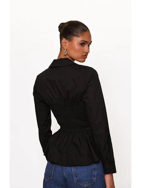 Barber Wrap Top - Black