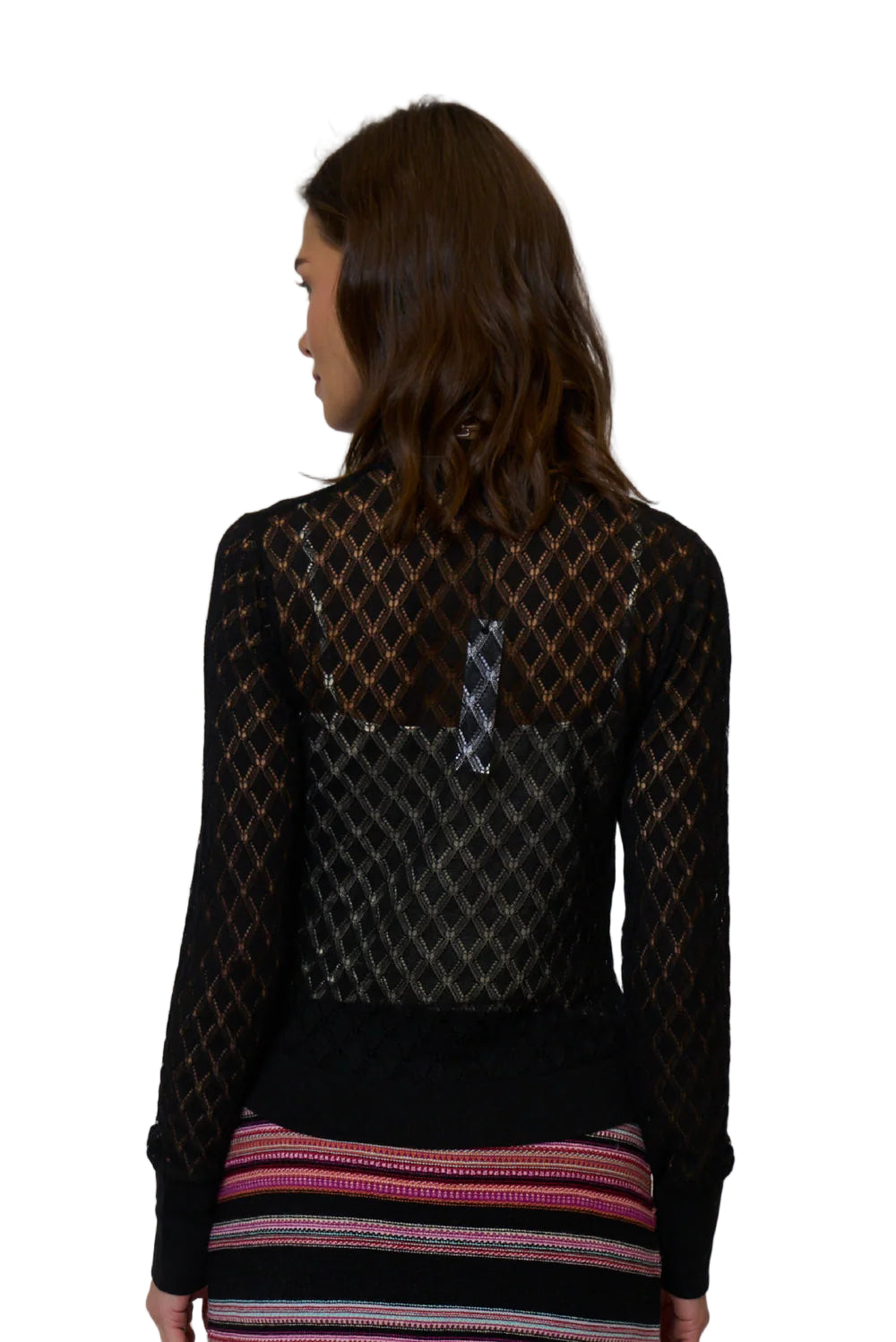 Lilla Pointelle Crew Top - Black