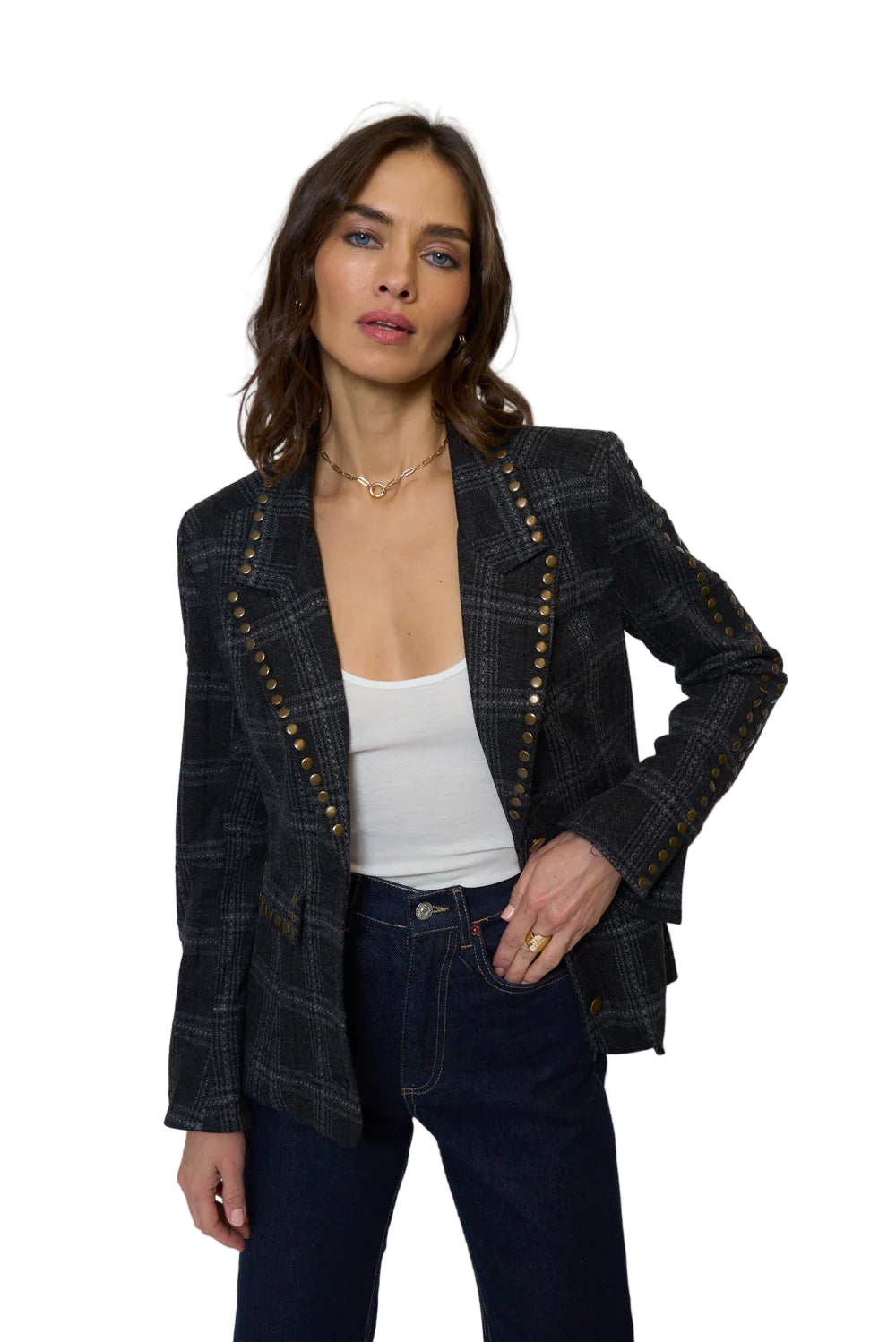 Jay Plaid Studded Jacket