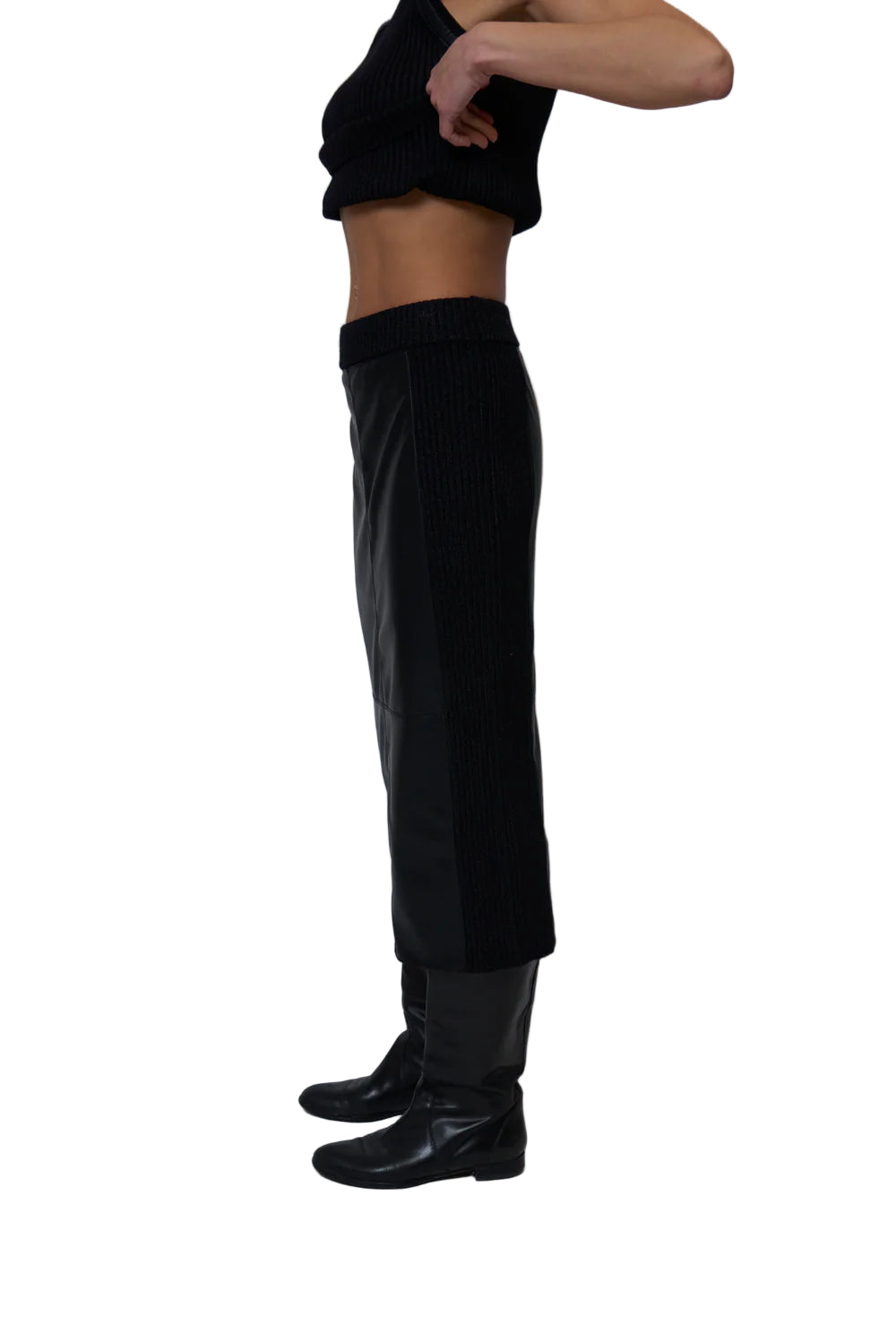 Milan Vegan Leather Skirt - Black Comb