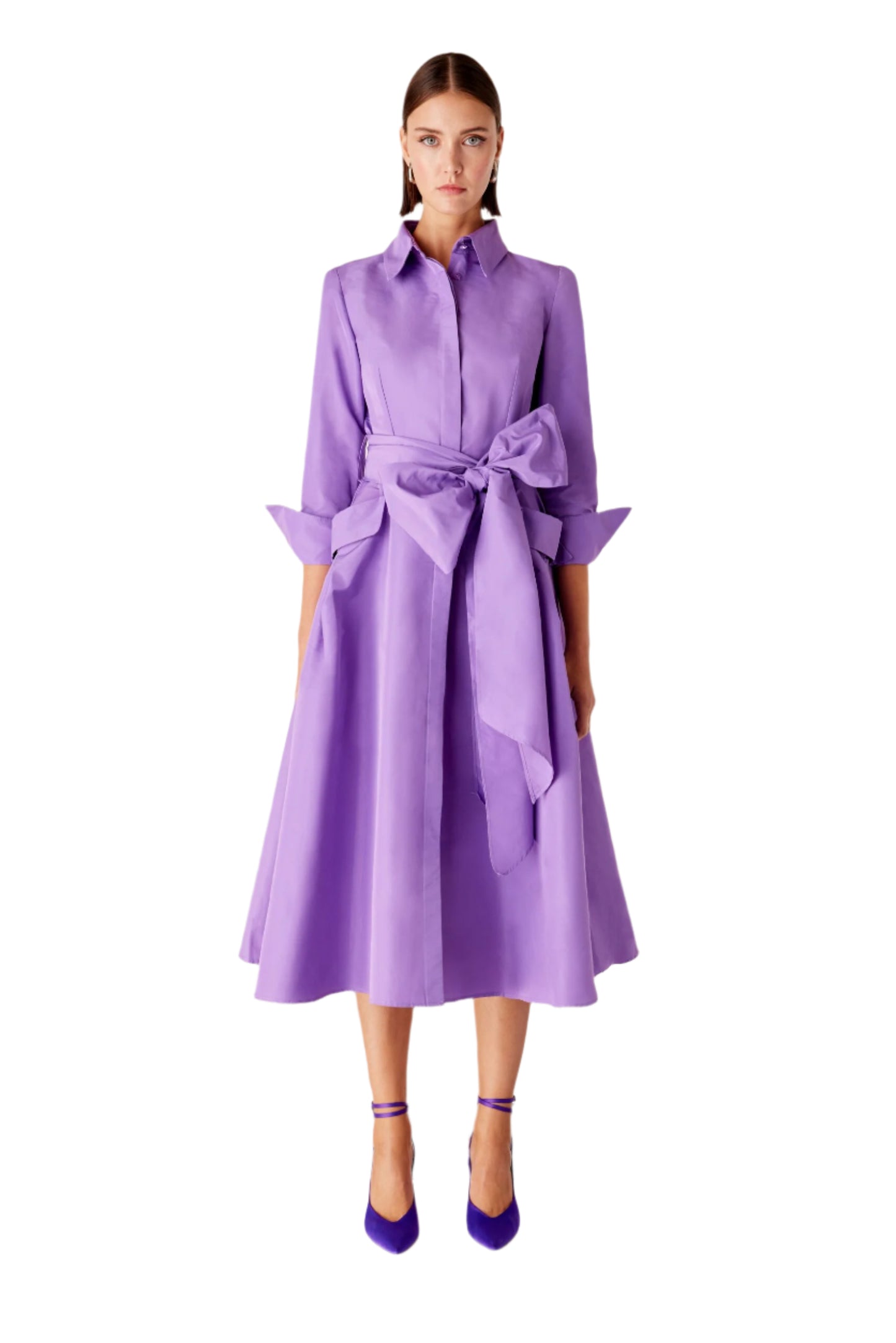 Shirtwaist Midi Dress - Purple