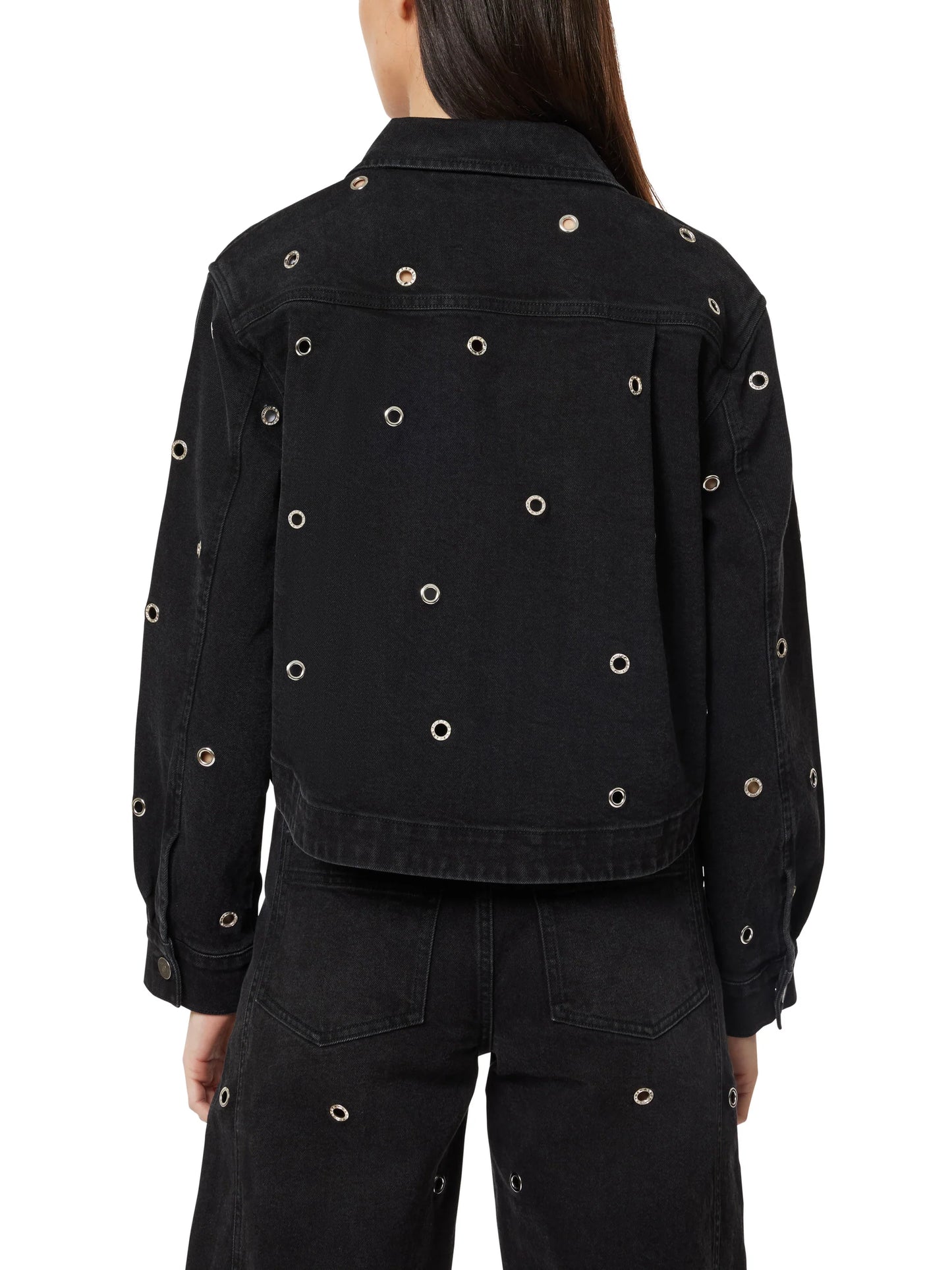 Embellished Cropped Swingy Jacket - Washed Black