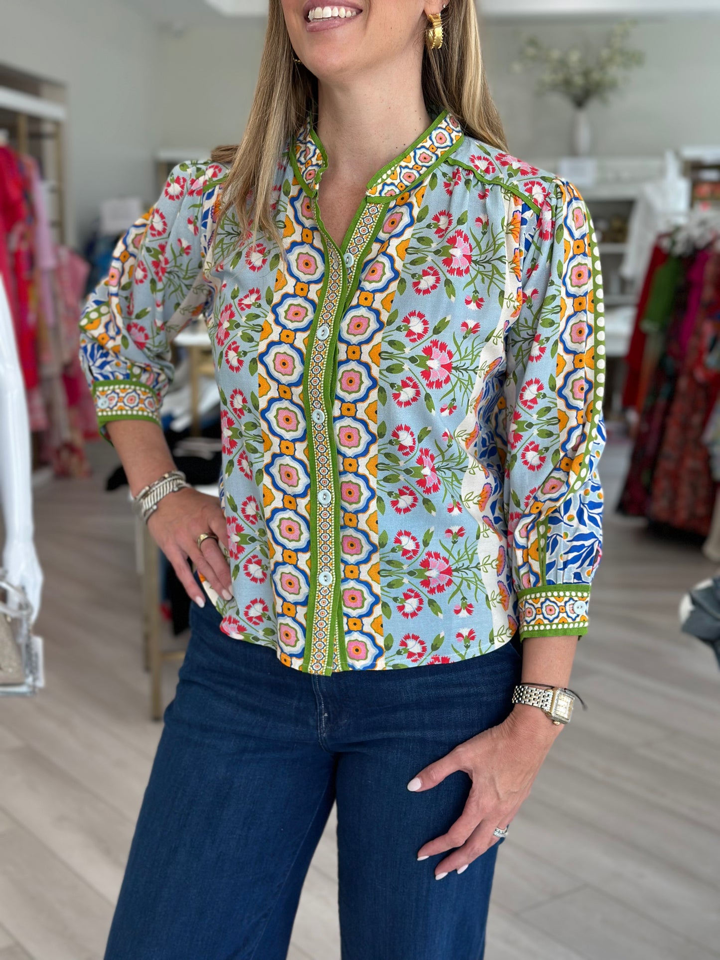 Lucia Top - Spring Mixed Stripe