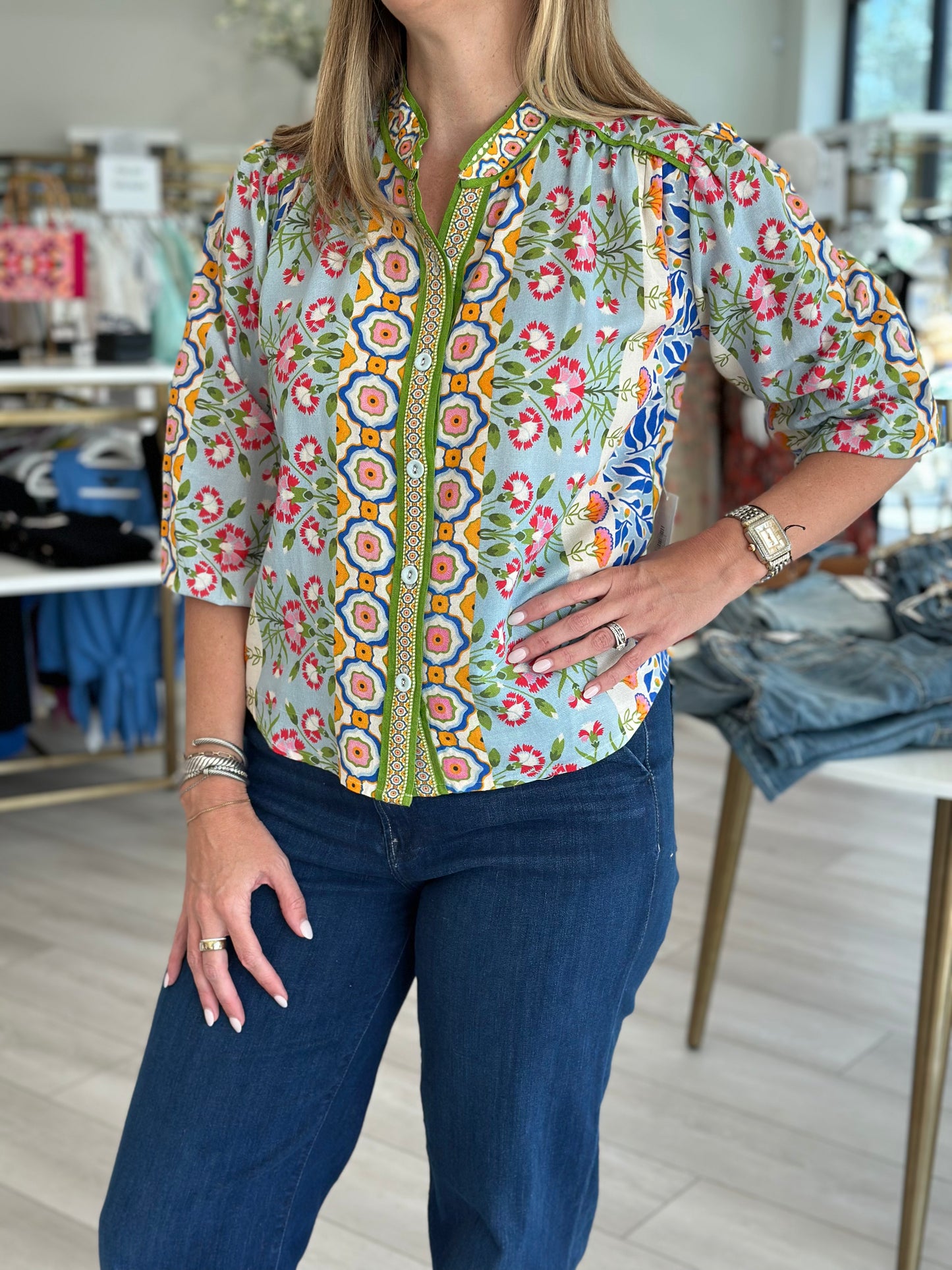 Lucia Top - Spring Mixed Stripe