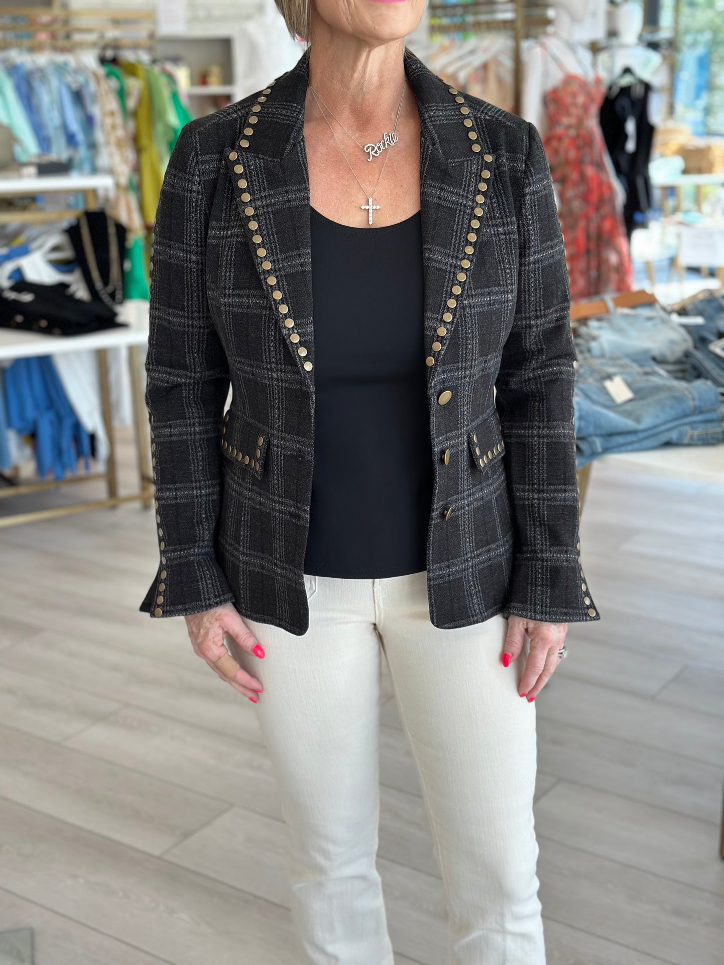 Jay Plaid Studded Jacket