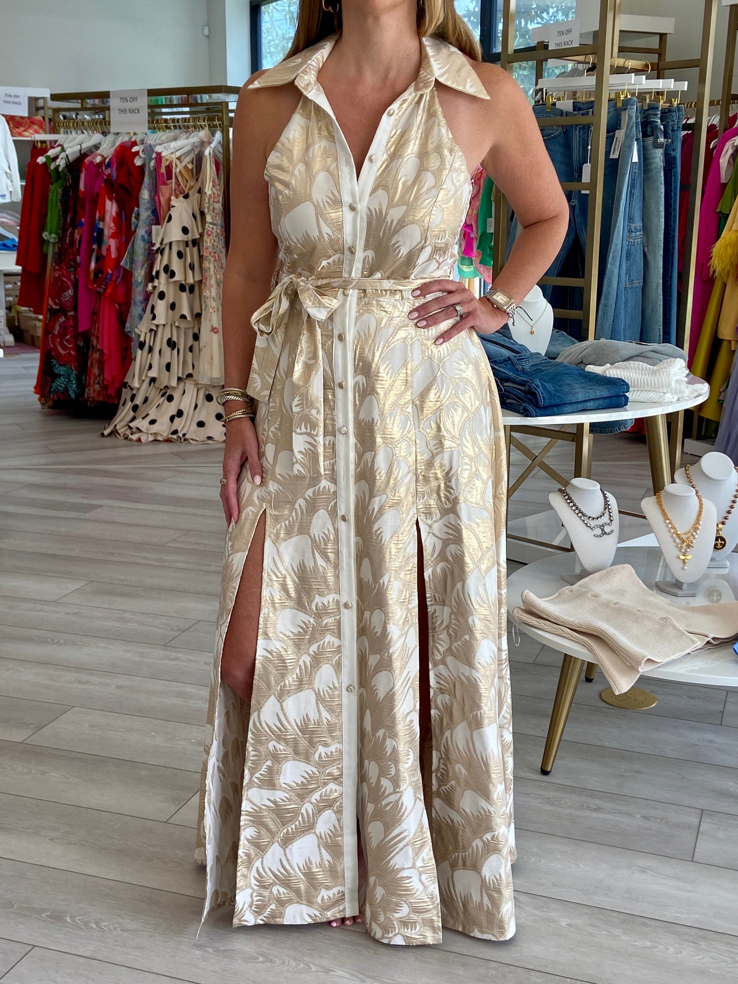 8561 Dress - Ecru/Gold