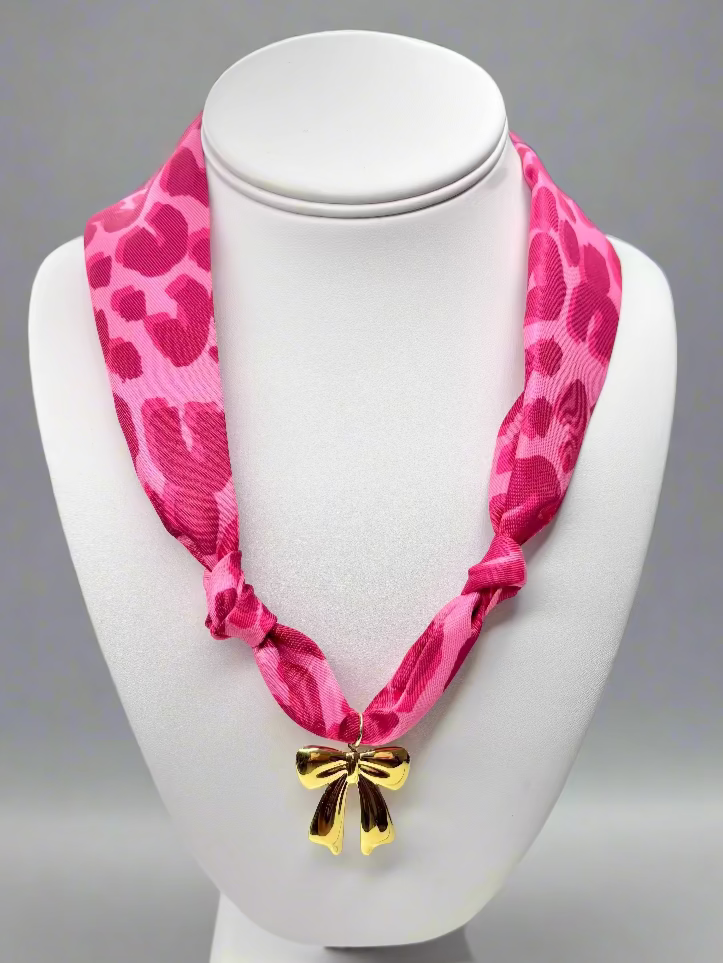 Scarf Necklace - Gold Bow