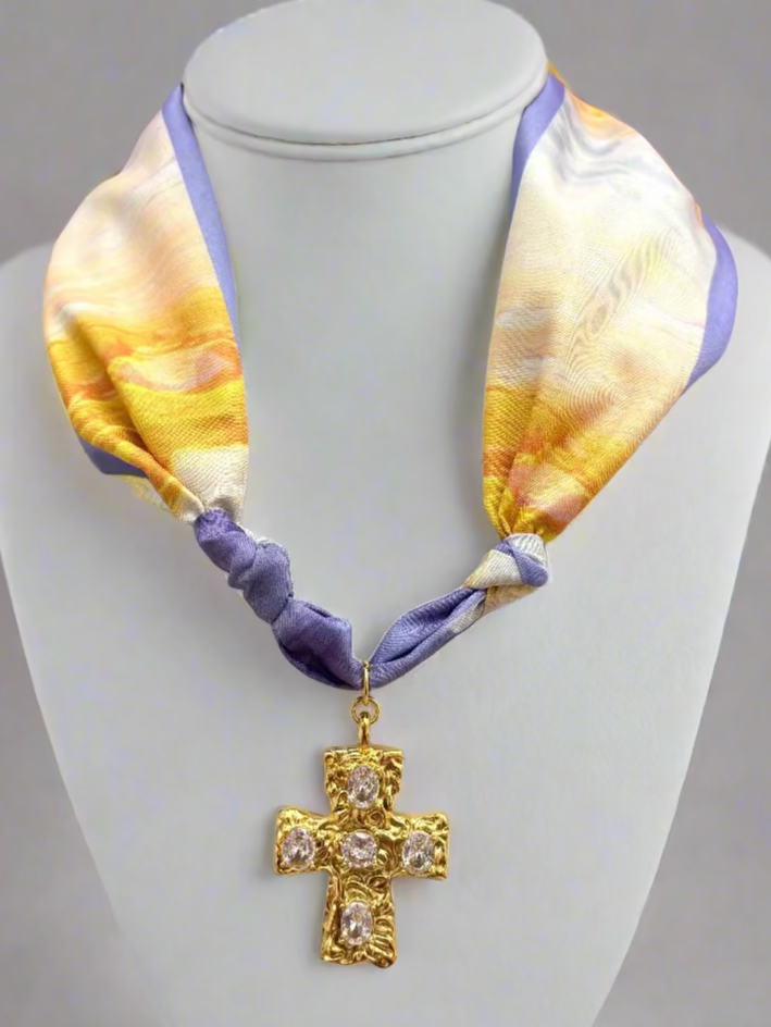 Scarf Necklace - Cross