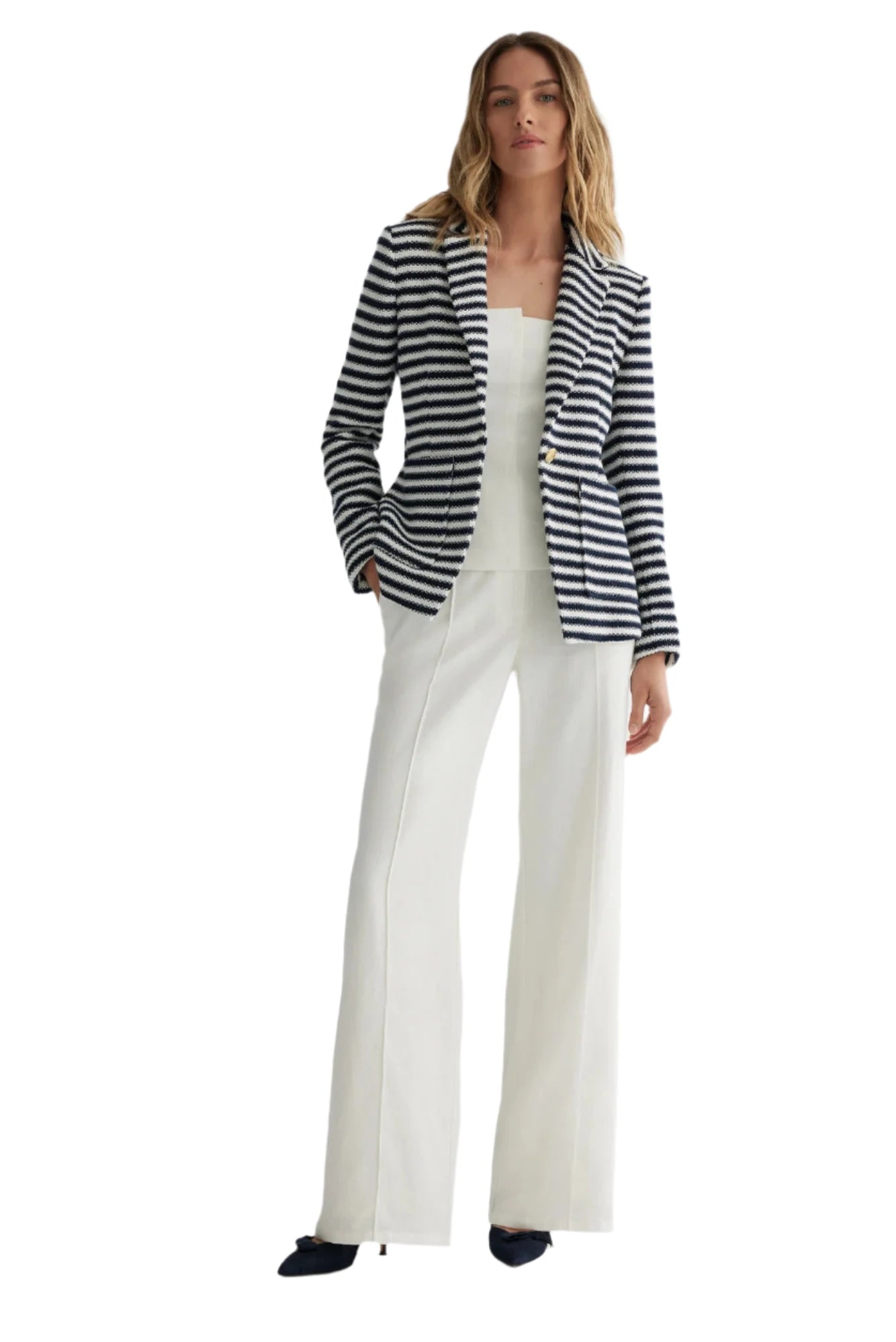 Wide Leg Pant with Pintuck - Ivory