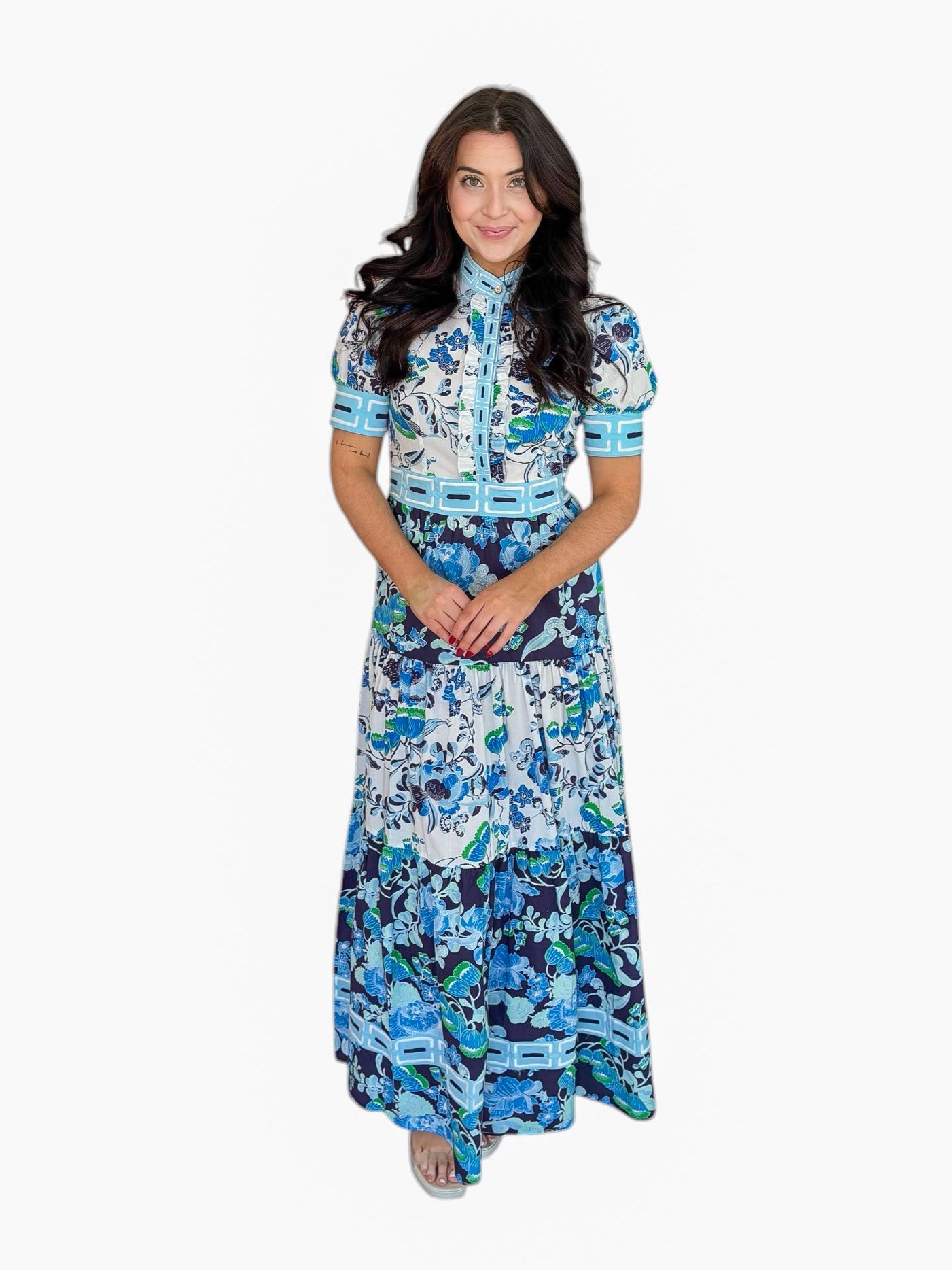 Annabelle Dress - Cordelia White/Blue