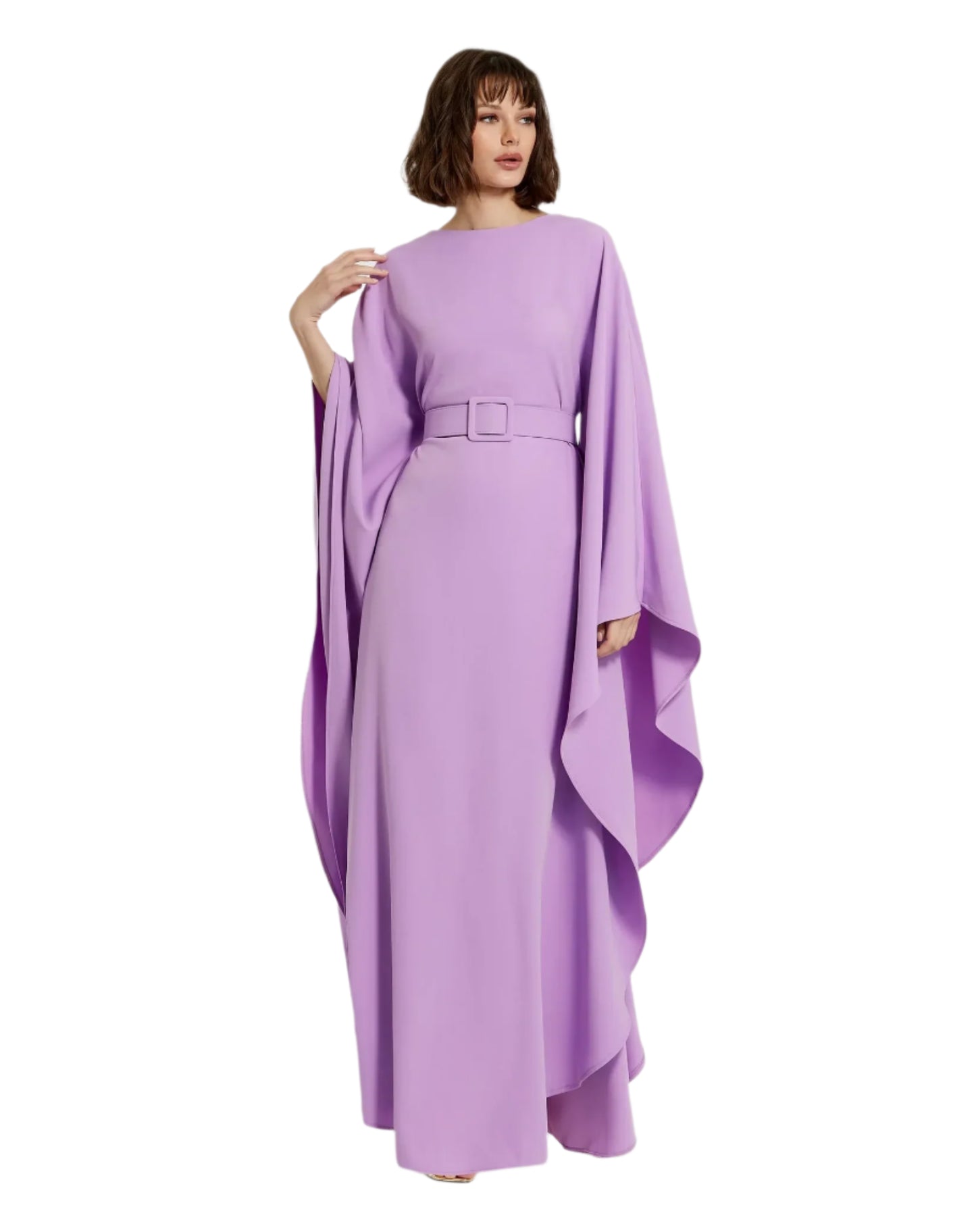 Crepe Caftan Boat Neck Dress - Orchid