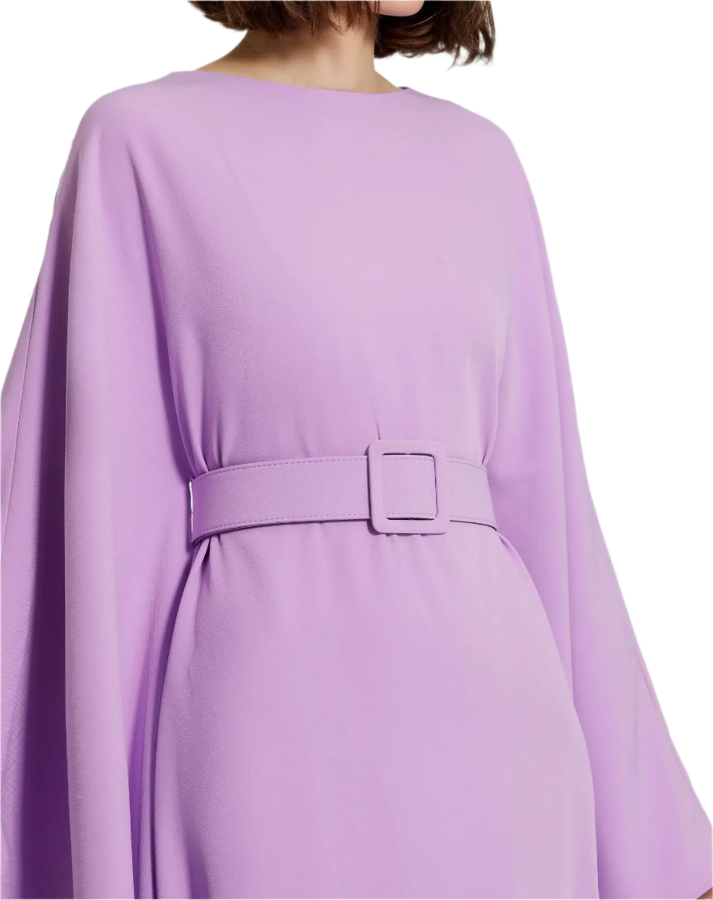 Crepe Caftan Boat Neck Dress - Orchid