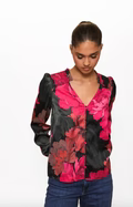 Baylor Blouse - Fushia Multi
