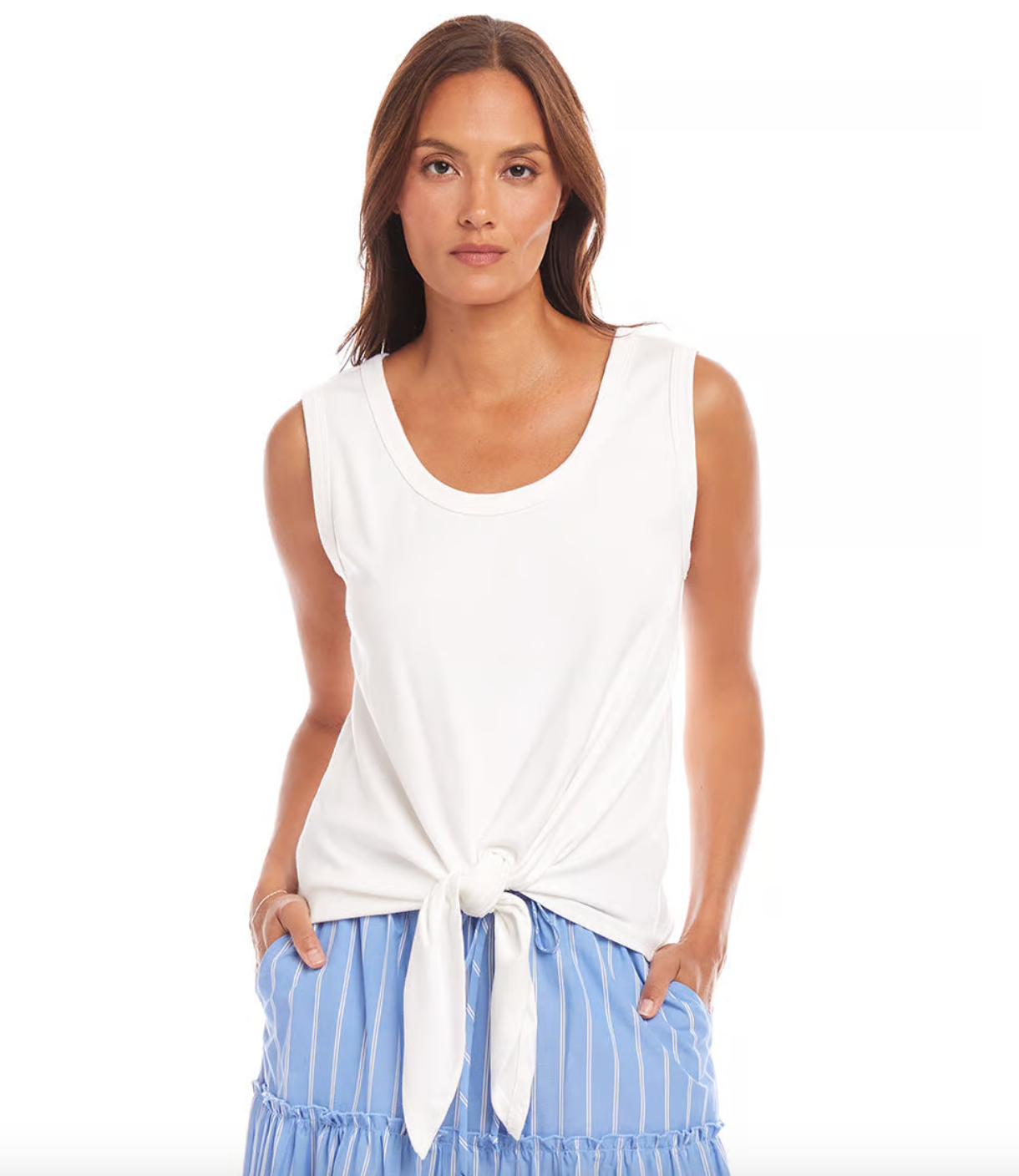 Tie Front Tank - White