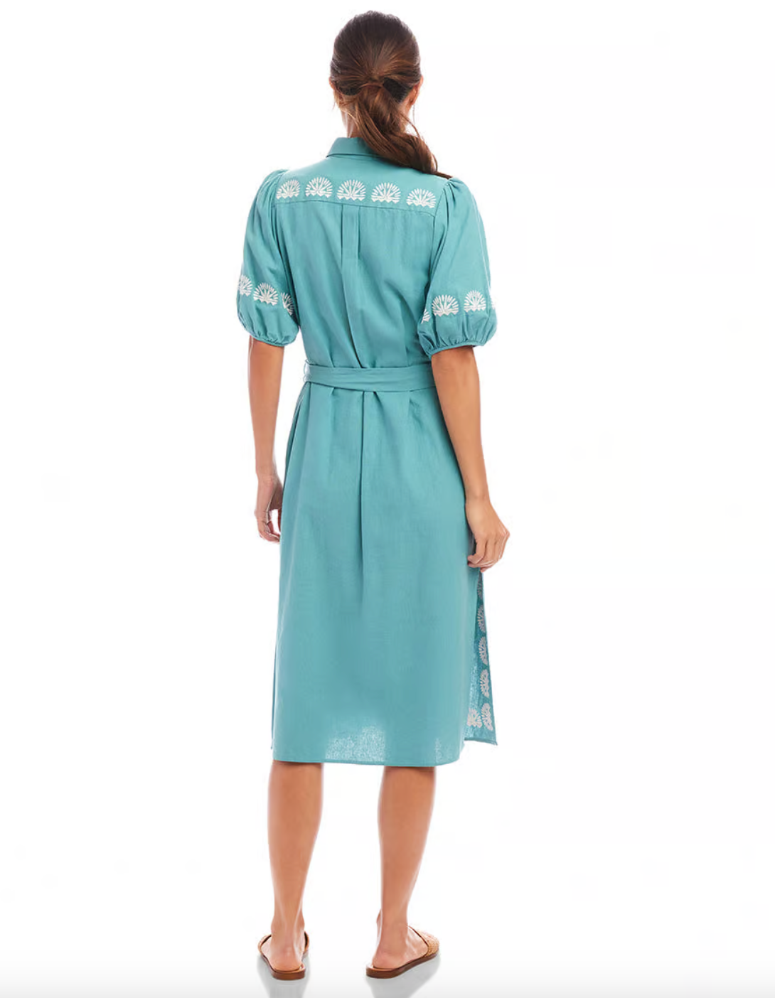 Embroidered Shirtdress - Aqua