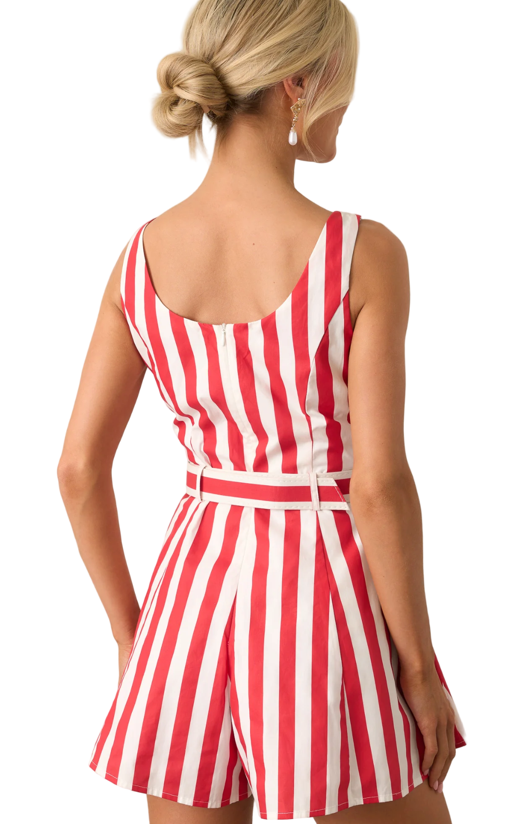 Alessandra Red Stripe Cotton Romper