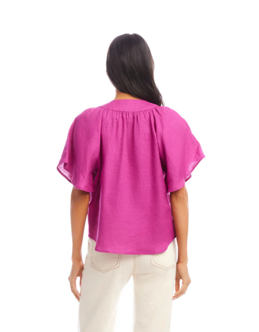 Linen Flutter Sleeve Top - Orchid