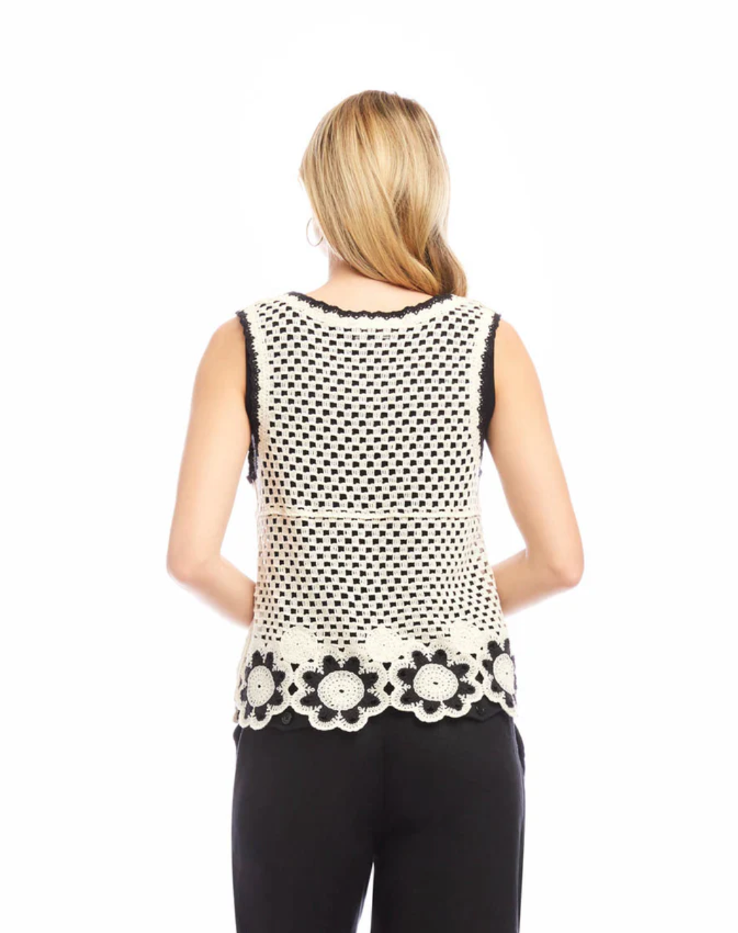 Crochet Flower Detail Sweater Tank
