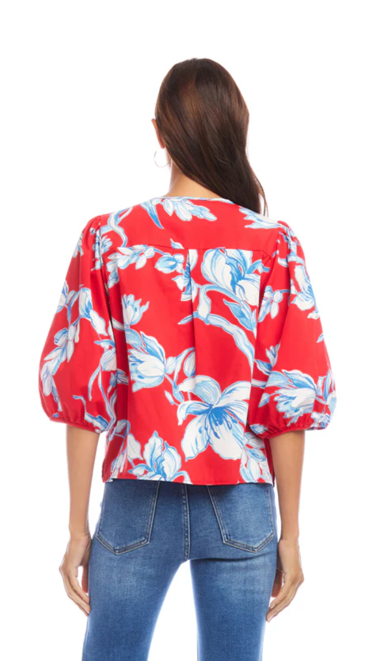 Puff Sleeve Button-Front Shirt