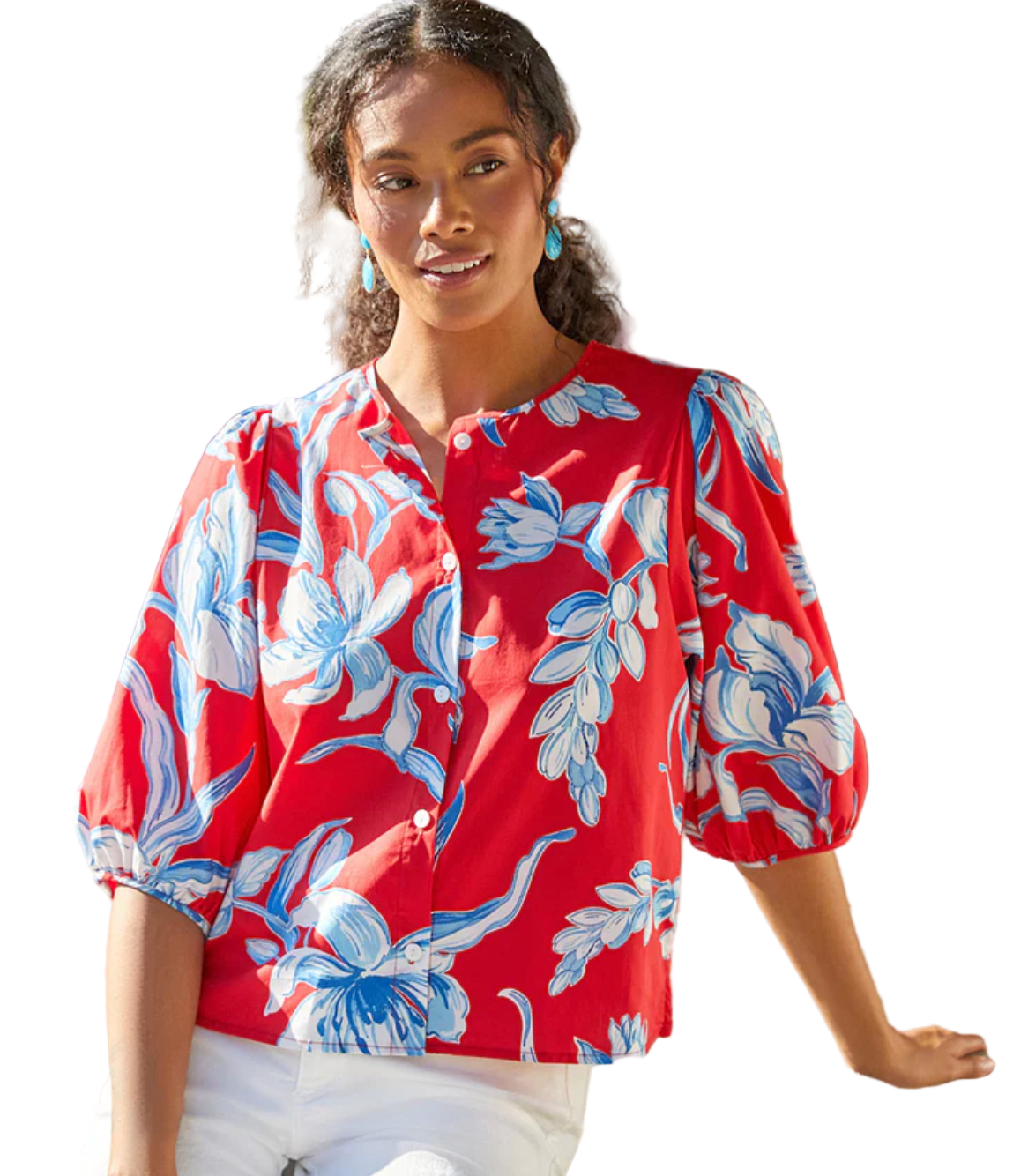 Puff Sleeve Button-Front Shirt