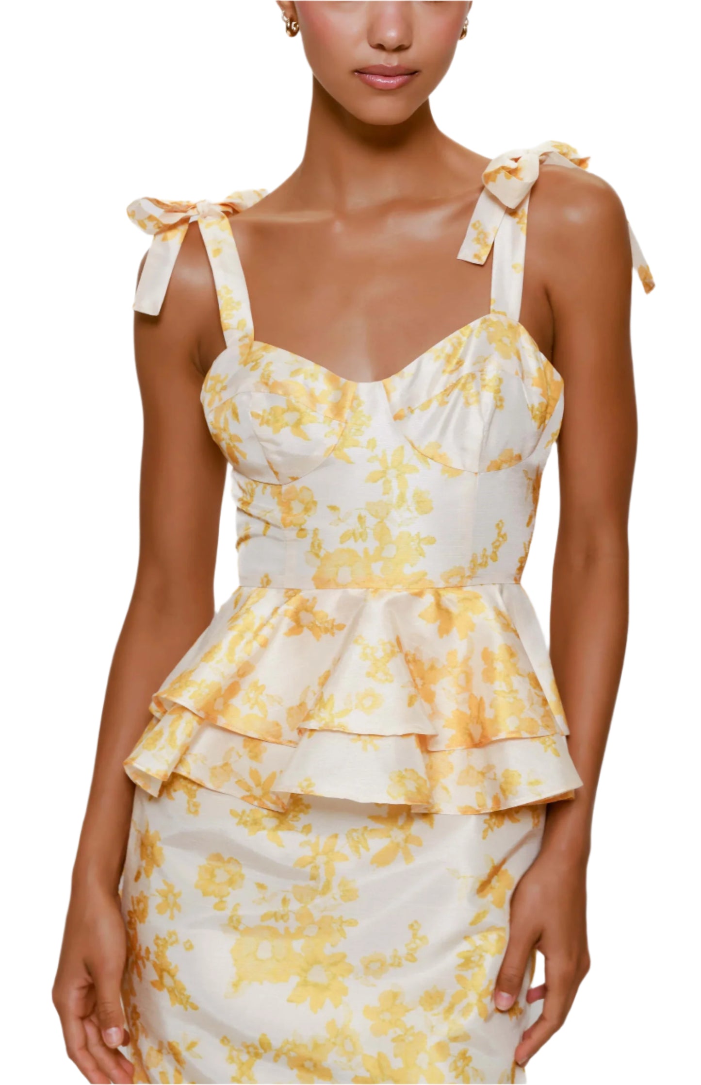 Casa Peplum Maxi - Champagne Floral