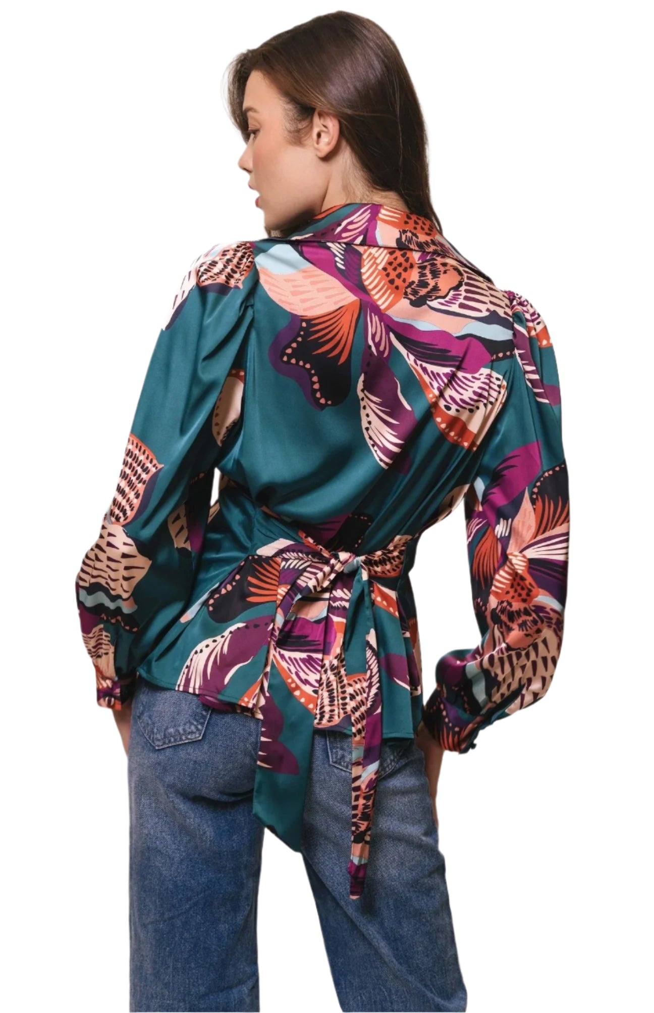 HUT Kaylen Top Teal Jungle