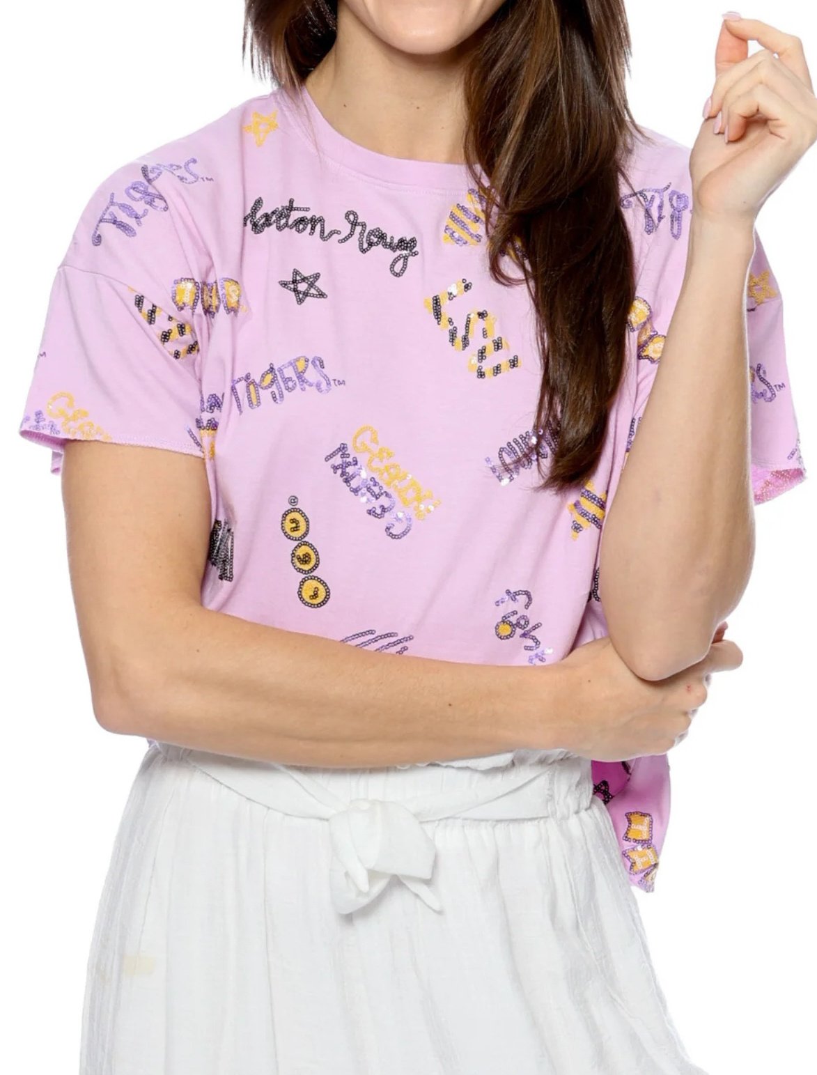 SS LSU Sequin Tee Lavender