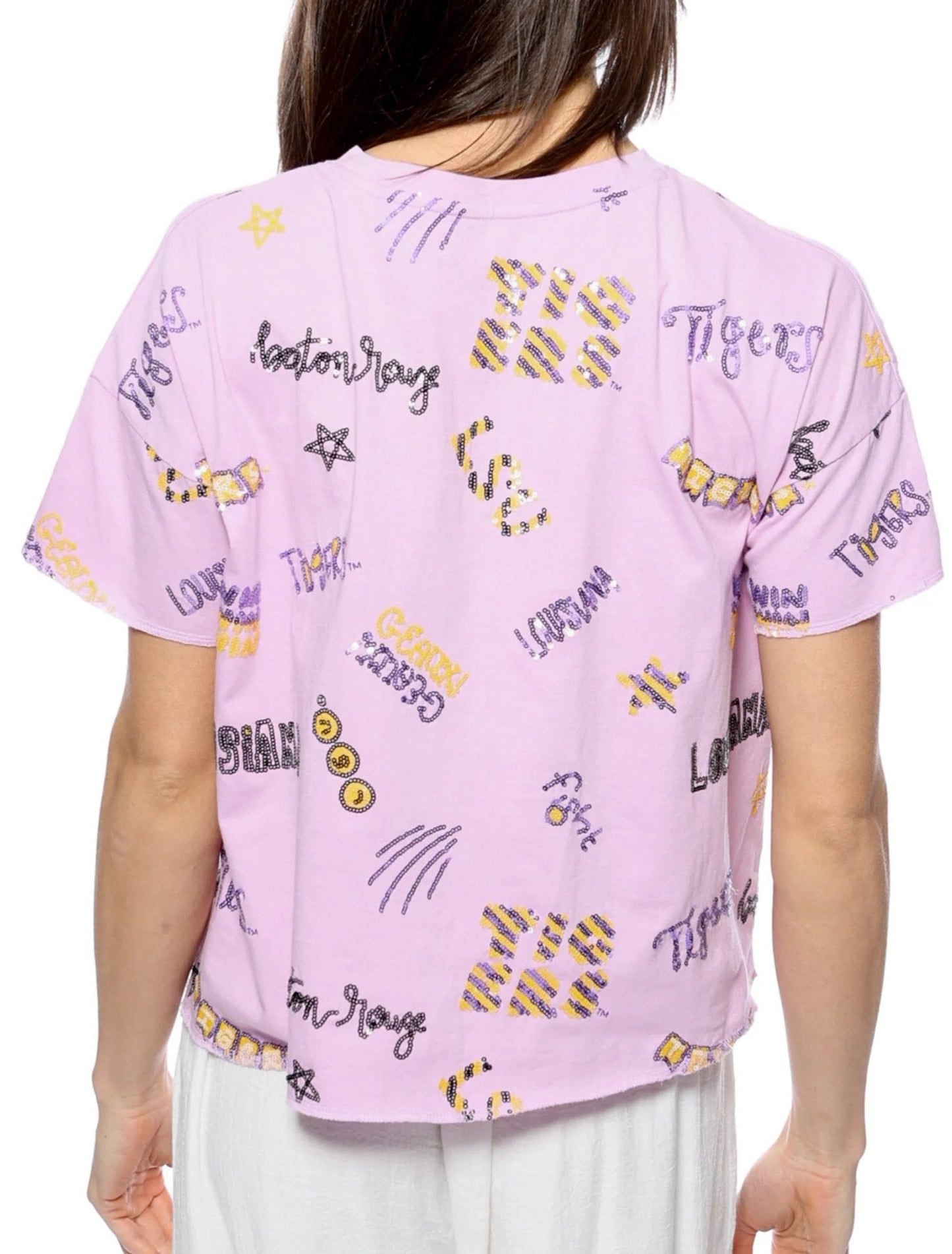 SS LSU Sequin Tee Lavender