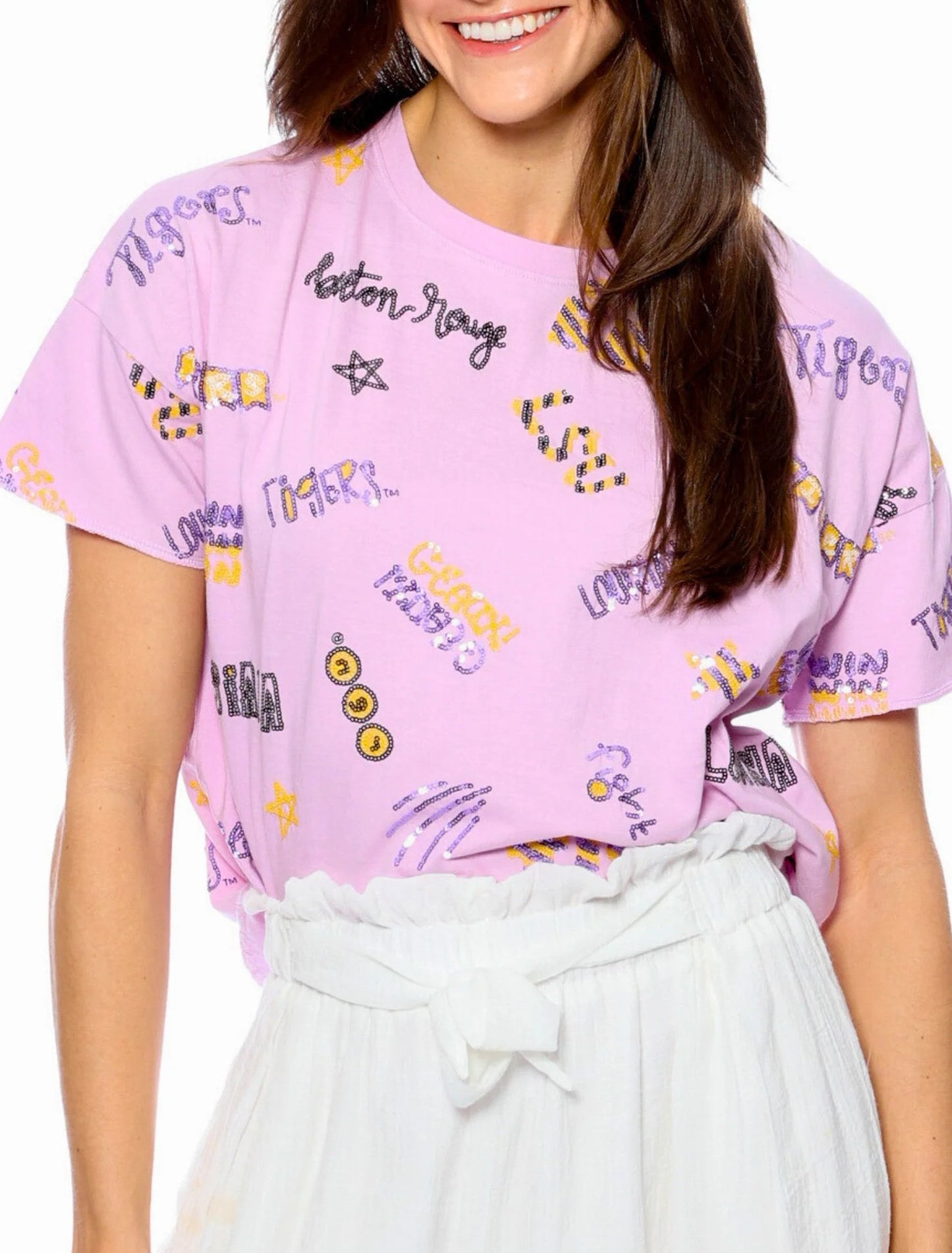 SS LSU Sequin Tee Lavender