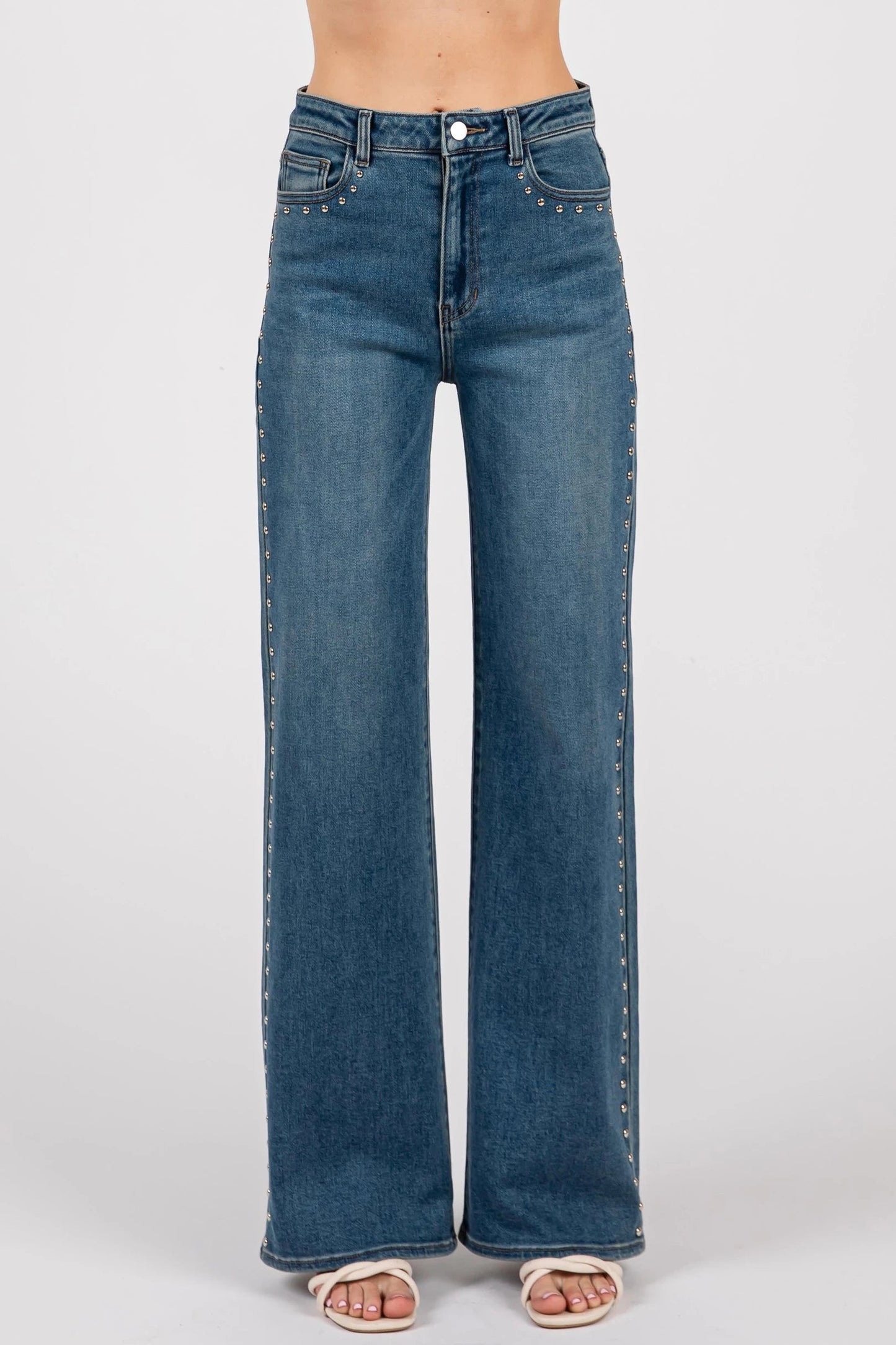 Wide Leg Jeans With Studs