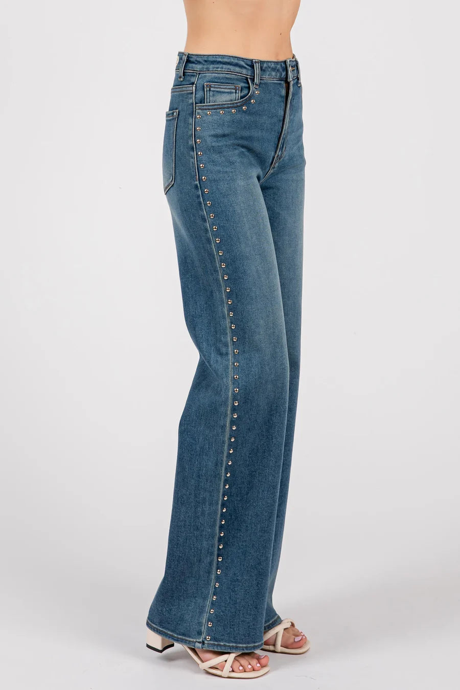Wide Leg Jeans With Studs