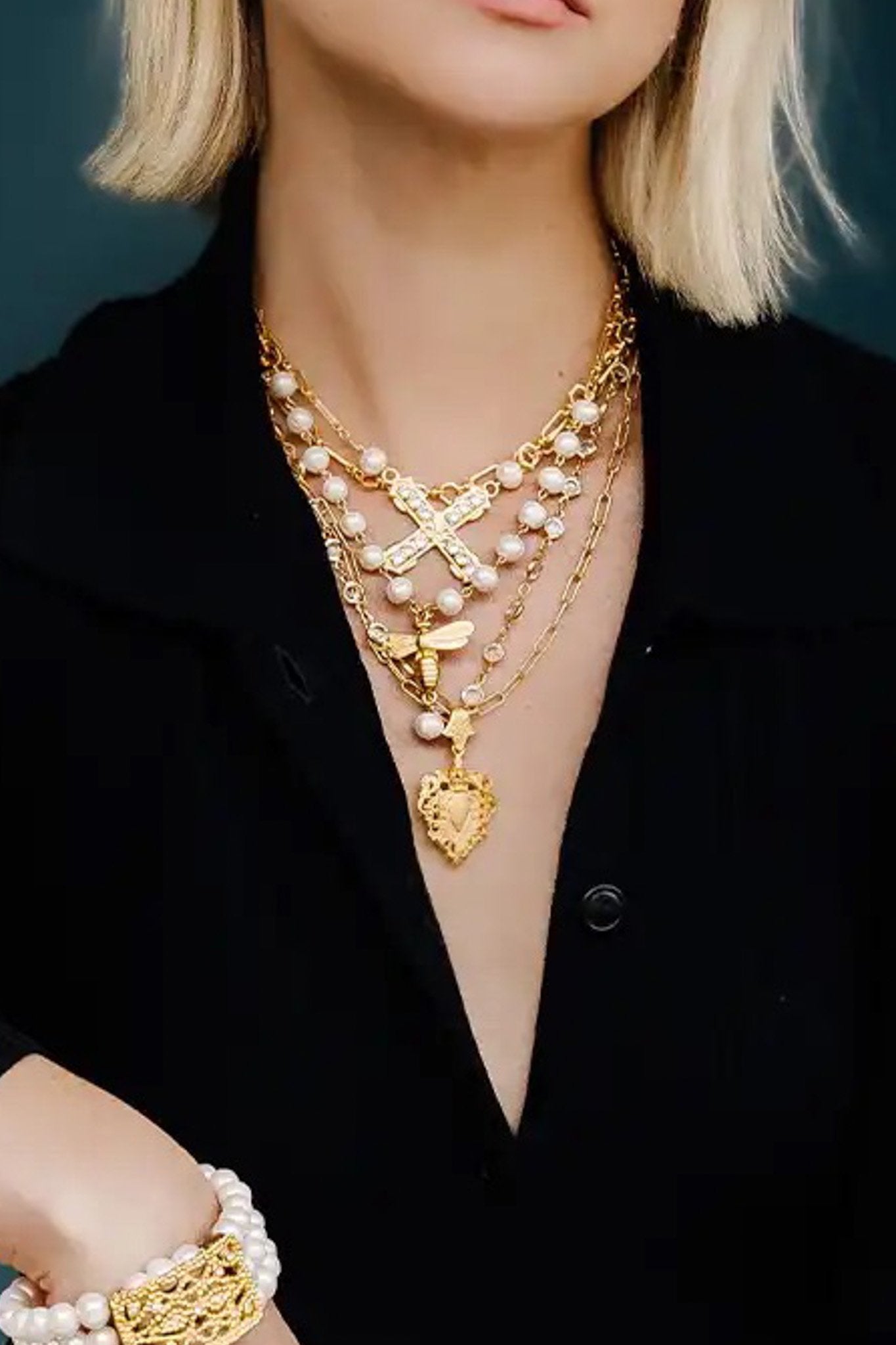 FK DS2232-Z Necklace Pearl/Gold