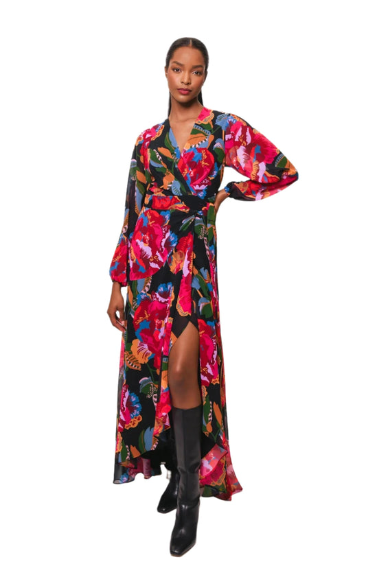 HUT 10861-Bridge-349C Black Dark Rainbow Floral