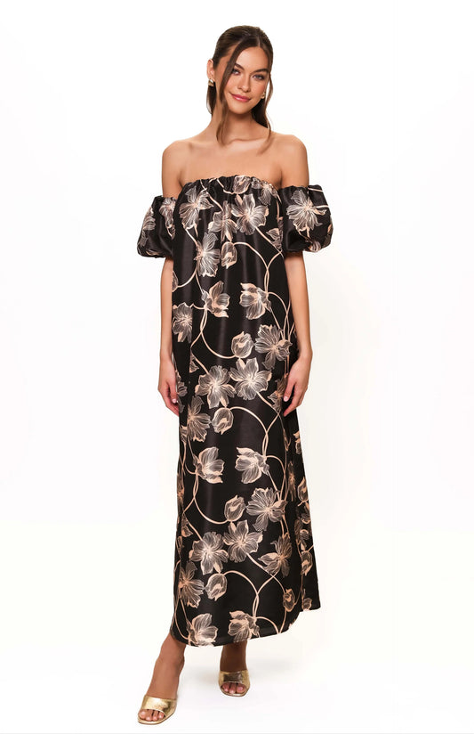 Iris Maxi Dress - Black/Apricot