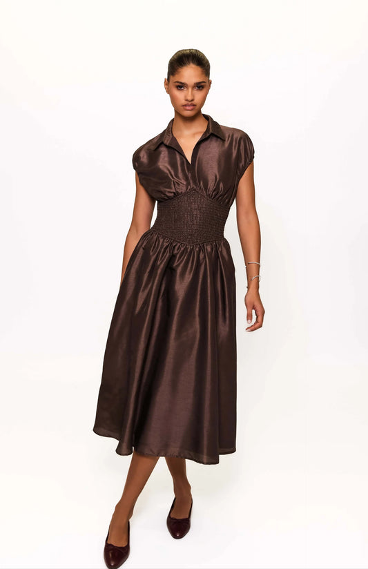 Trevy Midi Dress- Brown