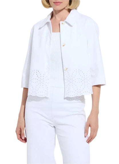 Eyelet Denim Jacket - White