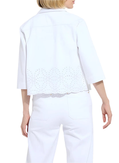 Eyelet Denim Jacket - White