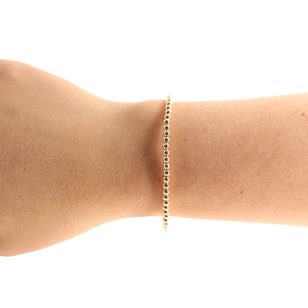 3MM Beaded Bracelet - Gold