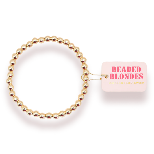 5MM Beaded Bracelet - Gold