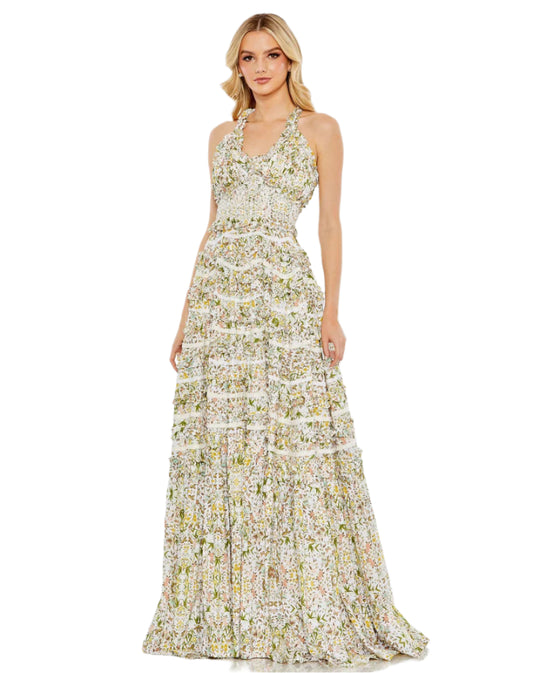Floral Ruffle Tiered Dress - Ivory Multi