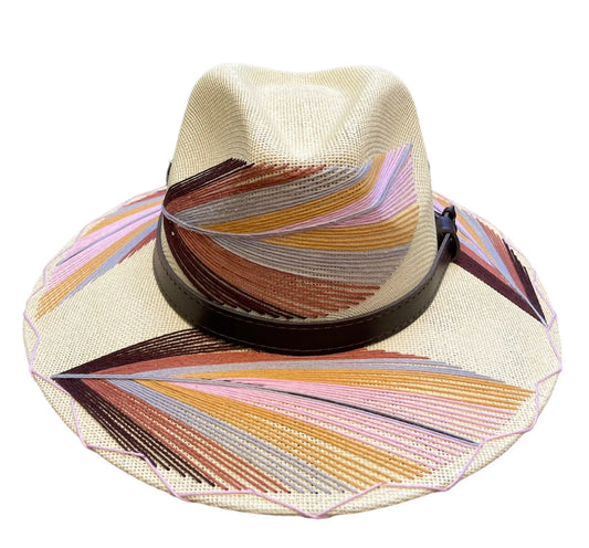 Pluma Embroidered Hat - Pink
