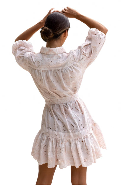 JM Louisa Dress White/Pink O/S